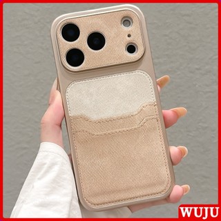วูจู เคสช่องเสียบการ์ดหนังมินิมอลเข้ากันได้สําหรับ ไอโฟน 17 16 15 14 13 มือโปร สูงสุด พร้อมการออกแบบแบบข้ามส่วนแบบทูโทนที่ใส่การ์ดในตัวและทนต่อการตก