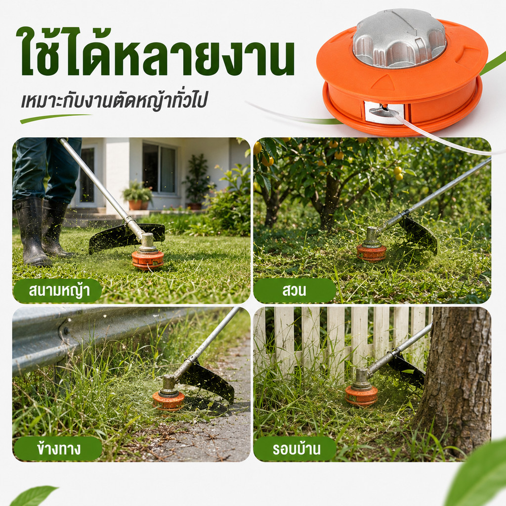 หัวตัดหญ้าอะไหล่เครื่องตัดหญ้า เปลี่ยนเอ็นง่าย ไม่ต้องถอด รูปที่ 7