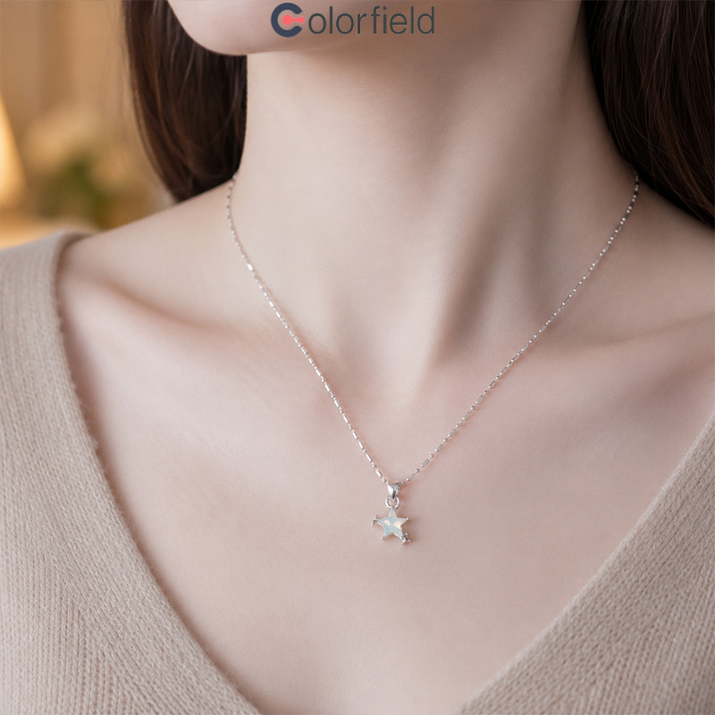 Colorfield สร้อยคอจี้รูปดาวสีฟ้าอเนกประสงค์ สำหรับผู้หญิง เรียบง่าย ปรับแต่งได้ น่ารัก อ่อนโยน า-COD