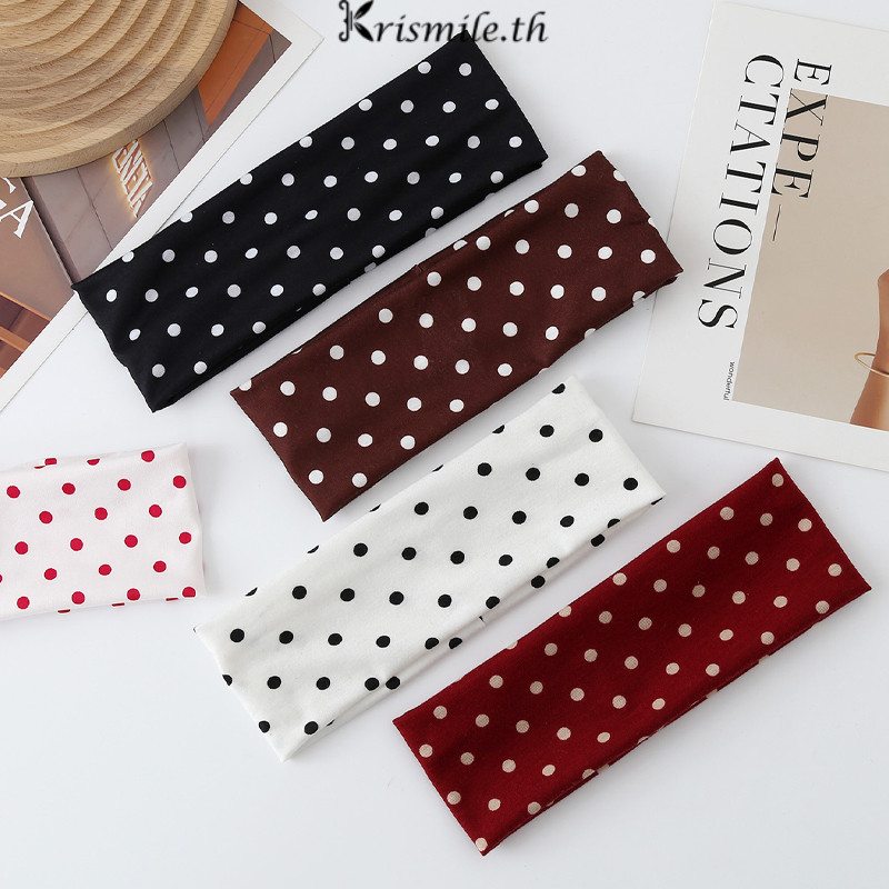 COD-ในไทย💖ที่คาดผมสไตล์วินเทจ ลายจุด ทันสมัย ​​ขอบกว้าง ยืดหยุ่นสูง นุ่ม กันเหงื่อ แฟชั่นผู้หญิง สวมใส่ได้ทุกวัน-Kri