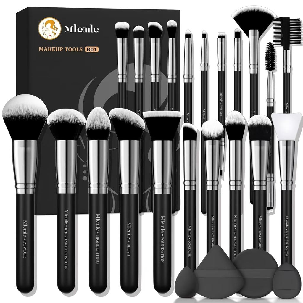 ชุดแปรงแต่งหน้า ชุดแปรงแต่งหน้า 25 ชิ้น Mlemle Professional รวมถึงรองพื้น บลัชออนสีชมพู คอนซีลเลอร์ 