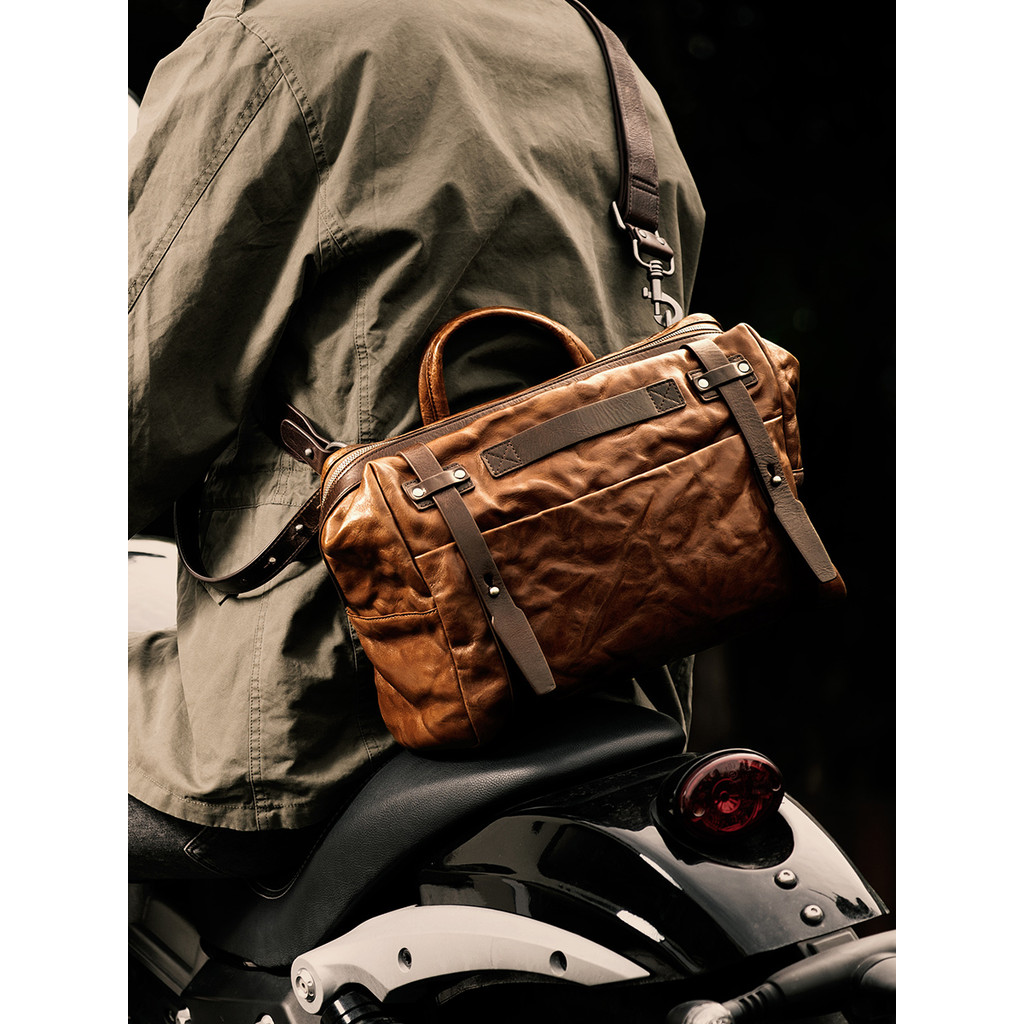 Gicany Retro Motorcycle Bag Cross-Body Leather Backpack Ami Khaji Camera Bag Mens Commuter Messenger