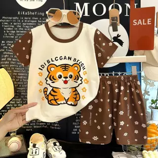 Dolemi Baby ชุดเซทเสื้อแขนสั้น+กางเกงขาสั้น cotton ขนาด 80-120 ชุด เสื้อผ้าเด็กเด็กลายการ์ตูน น่ารักๆ ผ้า เด็กผู้ชาย