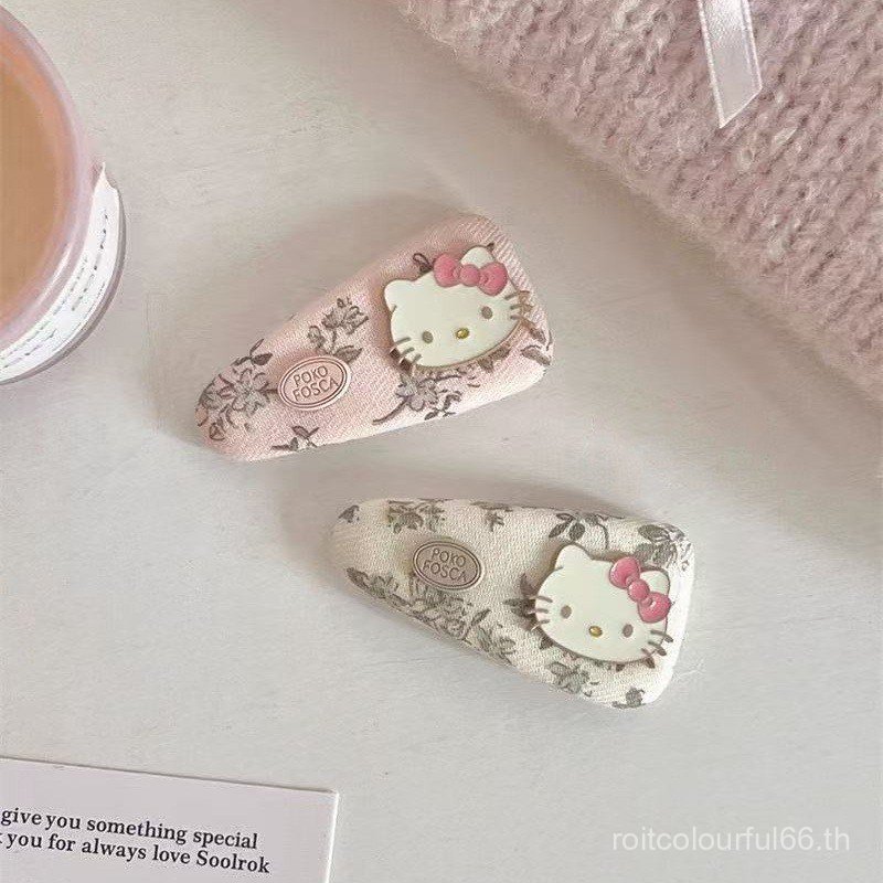 กิ๊บสดกิ๊บร้อยสาวกิ๊บซูเปอร์เรียบHello Kittyด้านข้างน่ารักจับคู่เด็กดอกไม้การ์ตูน JUBF
