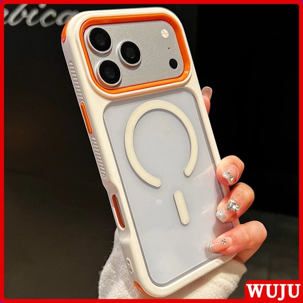 วูจู เคสแม่เหล็กมินิมอลเข้ากันได้สําหรับ ไอโฟน 17 16 15 14 13 12 11 มือโปร สูงสุด ด้านหลังโปร่งใสป้องกันการเหลืองและตัวเลือกกันชนสีสันสดใส กันฝุ