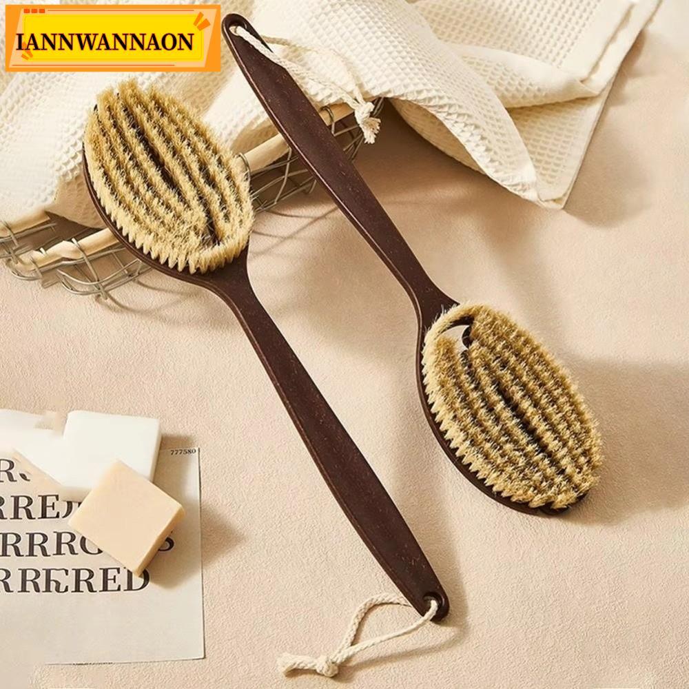 IANNWANAON แปรงขัดหลัง, ขนนุ่มด้ามยาวแปรงแห้ง, แปรงแข็งธรรมชาติขนแปรงร่างกาย Exfoliator Skin Care