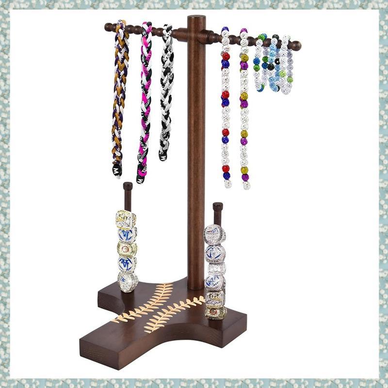 [h5bl3j6wj.ph] เครื่องประดับไม้ Tower สร้อยคอ Organizer Holder Drop Design สําหรับเบสบอลหรือซอฟท์บอล
