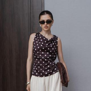 AIJO | Ally Sleeveless Top Polkadot - Atasan Wanita Polkadot Tanpa Lengan Kekinian Korean Style