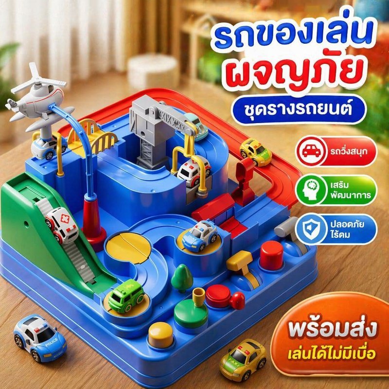ชุดรถรางเสริมพัฒนาการเด็ก รถเล็กวิ่งแบบเครื่องกลไม่ใช้แบตเตอรี่ ของเล่นเสริมสร้างสติปัญญา สำหรับเด็กดีไซน์มุมโค้งปลอดภัย