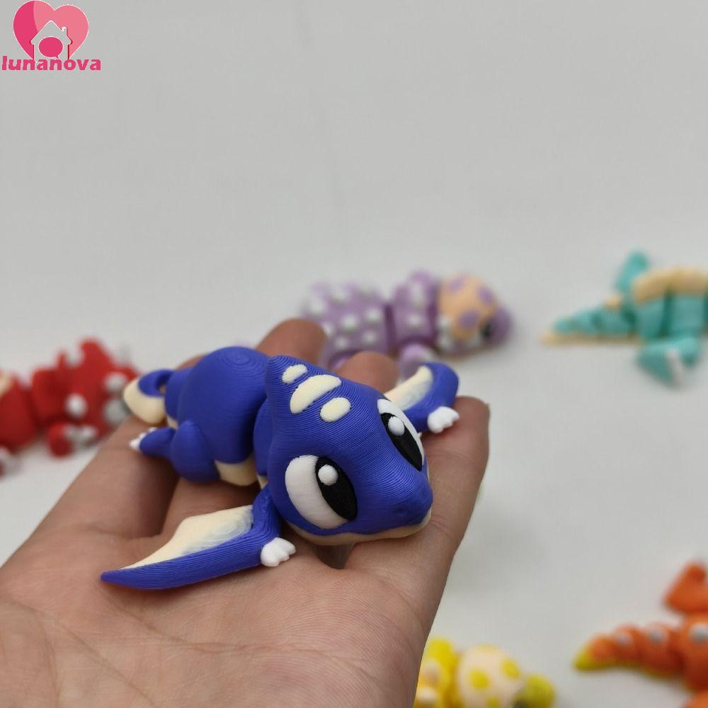 LUNANOVA 3D พิมพ์มังกร, Movable Joints หัตถกรรม 3D หมุนได้ Articulated Dragon, นิ้วของเล่นตุ๊กตาสมจริงการ์ตูน 3D Articulated Dragon ของเล่นเด็กของขวัญ