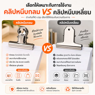 KIKI คลิปหนีบกระดาษ ปากแบน 1ชุด 6ชิ้น คลิปหนีบเอกสาร เหล็กชุบนิกเกิล แข็งแรง หนีบกระดาษ หนีบเอกสาร Paper Clip