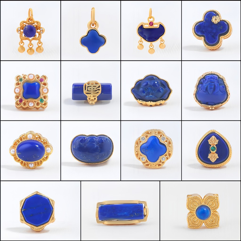ธรรมชาติ Lapis Lazuli Spacer ลูกปัดอุปกรณ์เสริม Gold-Plated ลูกปัด diy สร้อยข้อมือสร้อยคอจี้หยดขนาดเ