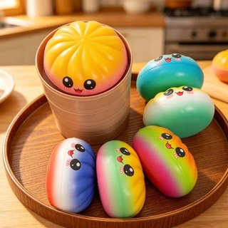 ของเล่นซาลาเปานึ่งจําลองพร้อมการแสดงออกน่ารัก - ของเล่นนวดแสนสนุก คลายเครียดที่สะดวกสบาย