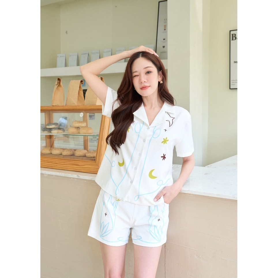 ร241 “Hawaii Set ” งานเซ็ทผ้าฝ้ายนิ่มผสมคอตตอนแบบเก๋ ลุคเกาหลีสุดๆ