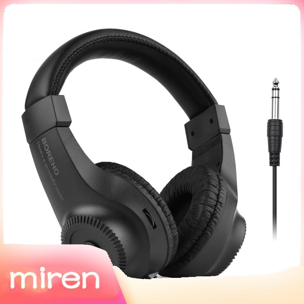 Miren-th Miren-th Ejoyous ชุดหูฟังแบบมีสายสายคาดศีรษะปรับได้เอง 6.5 มม. แจ็คเดี่ยวหูฟังสเตอริโอมอนิเตอร์สำหรับเครื่องดนตรีอิเล็กทรอนิกส์กีต้าร์เปียโนไฟฟ้า