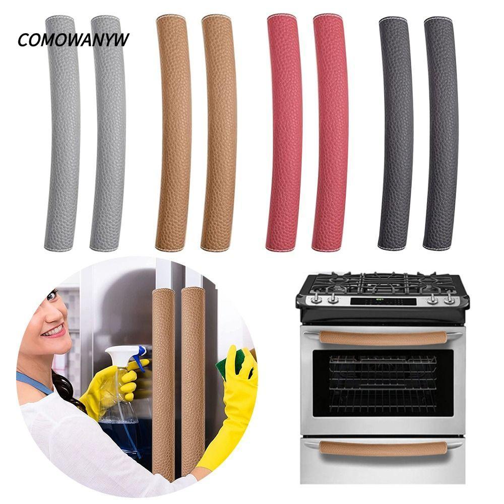 COMOWANYW ผ้าคลุมตู้เย็นมือจับประตู, ป้องกันทําความสะอาดตู้เย็น, อุปกรณ์ป้องกันเครื่องใช้ในครัวหนัง PU ปรับรอยเปื้อนตกแต่งในครัวเรือน
