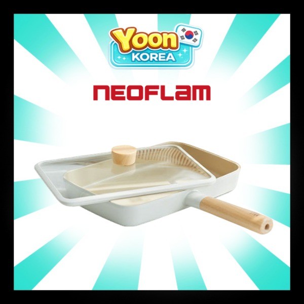 NEOFLAM FIKA Ceramic Coating Induction Square Brunch Pan + ฝาแก้ว 29cm, สีขาว : Neoflam