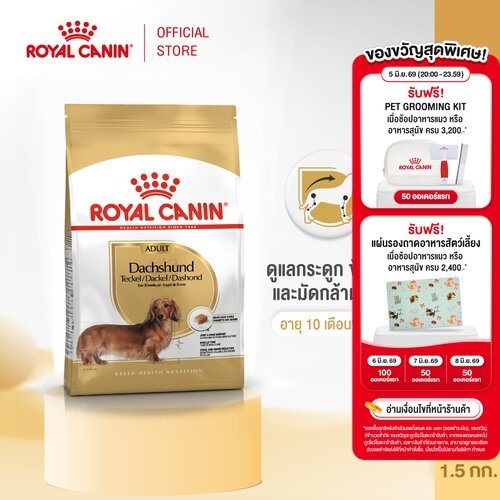 Royal Canin Dachshund Adult 1.5kg อาหารเม็ดสุนัขโต พันธุ์ดัชชุน อายุ 10 เดือนขึ้นไป (Dry Dog Food, โรยัล คานิน)