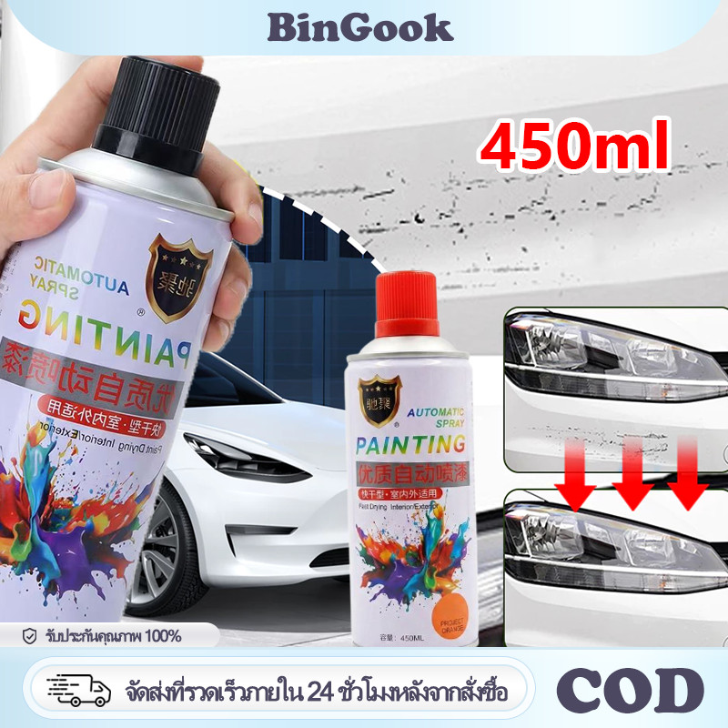 สีสเปรย์อเนกประสงค์ 450 มล. สีอะคริลิค พ่นรองพื้น ยึดเกาะทนทาน กันสนิม ทนแดดทนฝน แห้งเร็ว พ่นรถยนต์มอเตอร์ไซค์