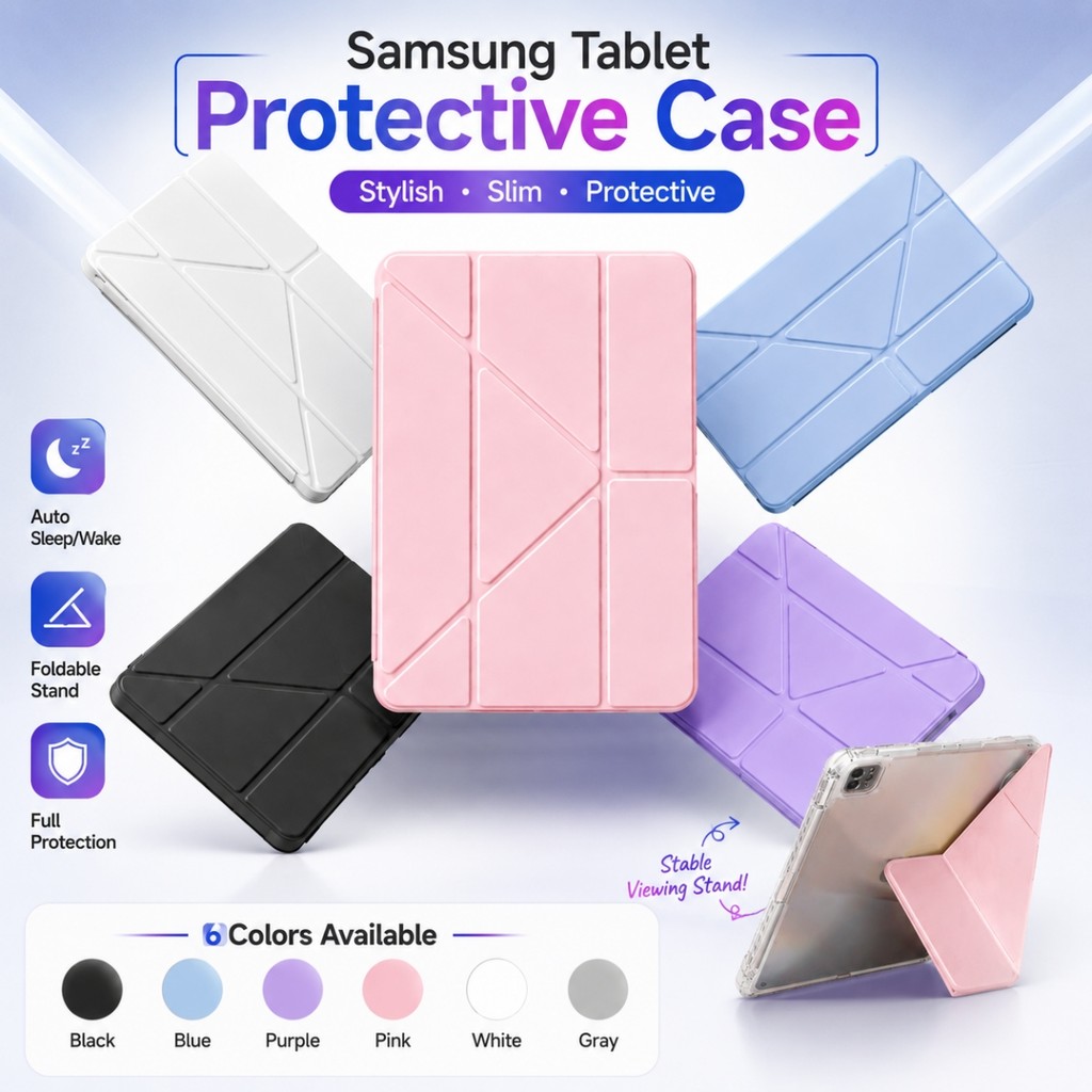 【พร้อมส่ง】เคสฝาพับอะคริลิคใส Samsung Galaxy Tab A11 A8/A9/S6 Lite/S7/S8/S9 fe/S7 FE/S10 Lite/A9+/S7+ ดีไซน์ Y กันกระแทก