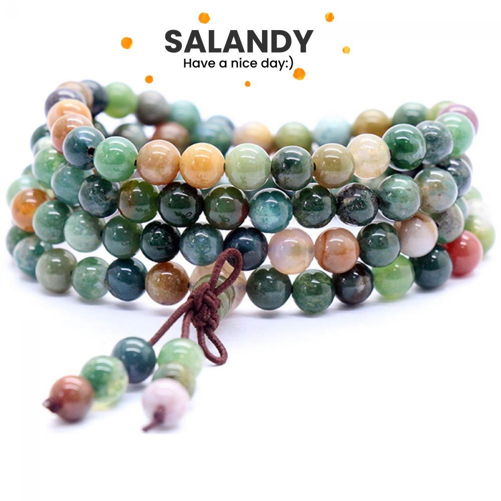 SALANDY 108 ลูกปัดทิเบตพุทธสร้อยคอกําไลข้อมือสวดมนต์ Mala