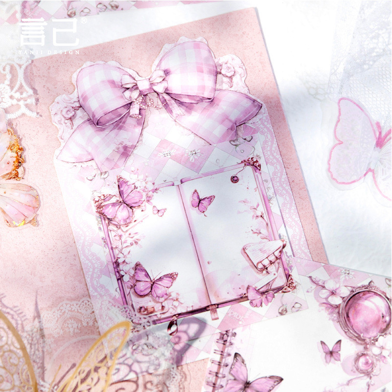 วัสดุกระดาษของขวัญอ่อนโยน Note Series Note Retro ดอกไม้ชายแดนคู่มือ Collage diy ตกแต่งข้อความหมายเหตุกระดาษ