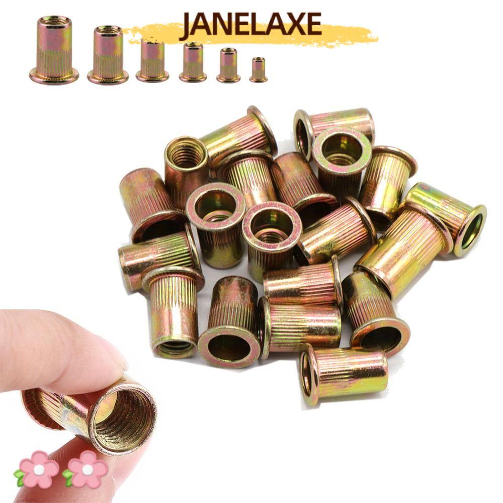 JANELAXE932JN 10 ชิ้นหัวแบน Rivnut, ชุดเครื่องมือใส่ Nutsert หมวกเหล็กคาร์บอน Rivnut, Metalworking อ