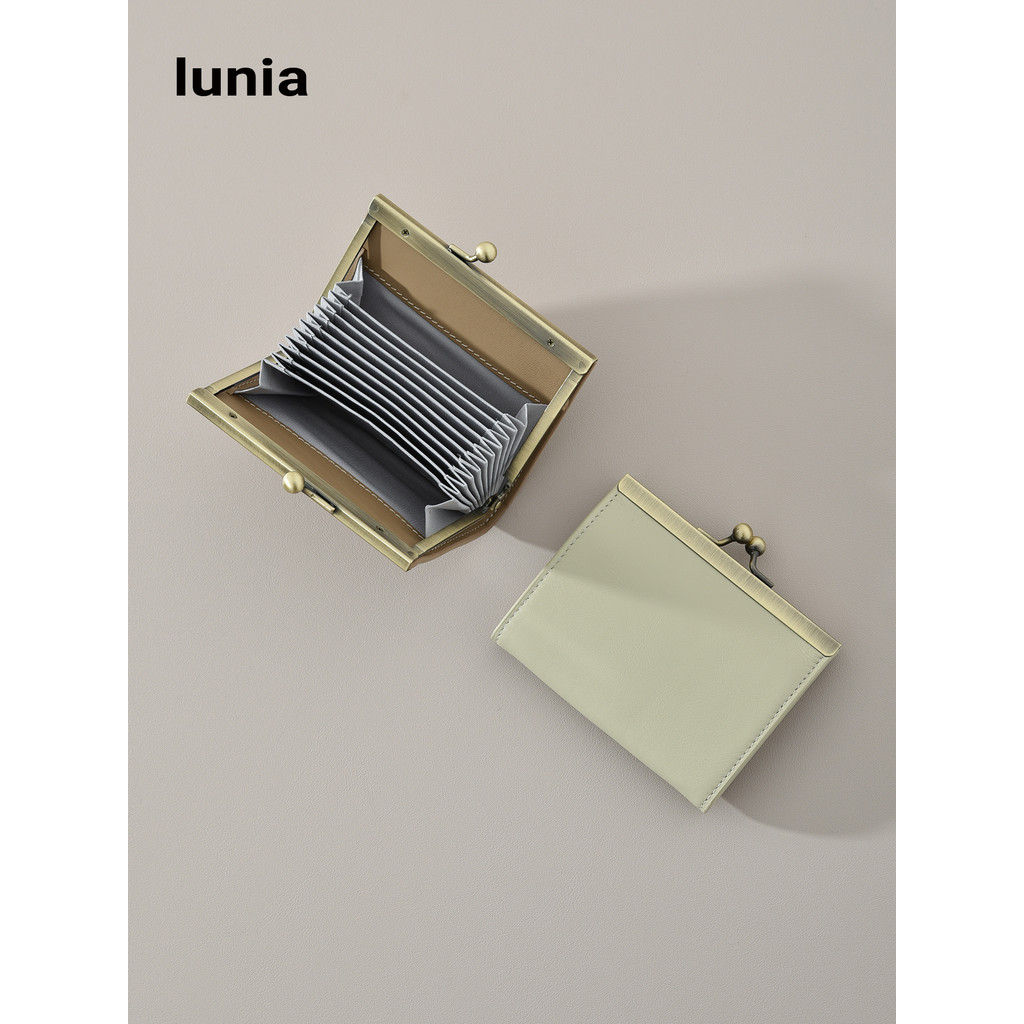 Lunia/lunia Tree Cream Oil Wax First Layer Cowhide Organ Card Holder Retro Mouth Gold Clip Drivers L