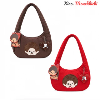 X.Monchhichi x MINISO กระเป๋าสะพายไหล่ ตัวดัง🔥 ผ้านุ่มนิ่ม ลายการ์ตูน ปักลาย+พวงกุญแจ ของแท้💯