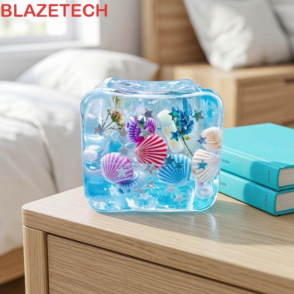 BLAZETECH Ocean Squishy Balls, Slow Rising Square Shape Blue Ocean Ice Cube Stress Ball, Sensory Slow Rebound Soft Squishy Ocean Theme Sensory Fidget ของเล่นผู้ใหญ่ใช้