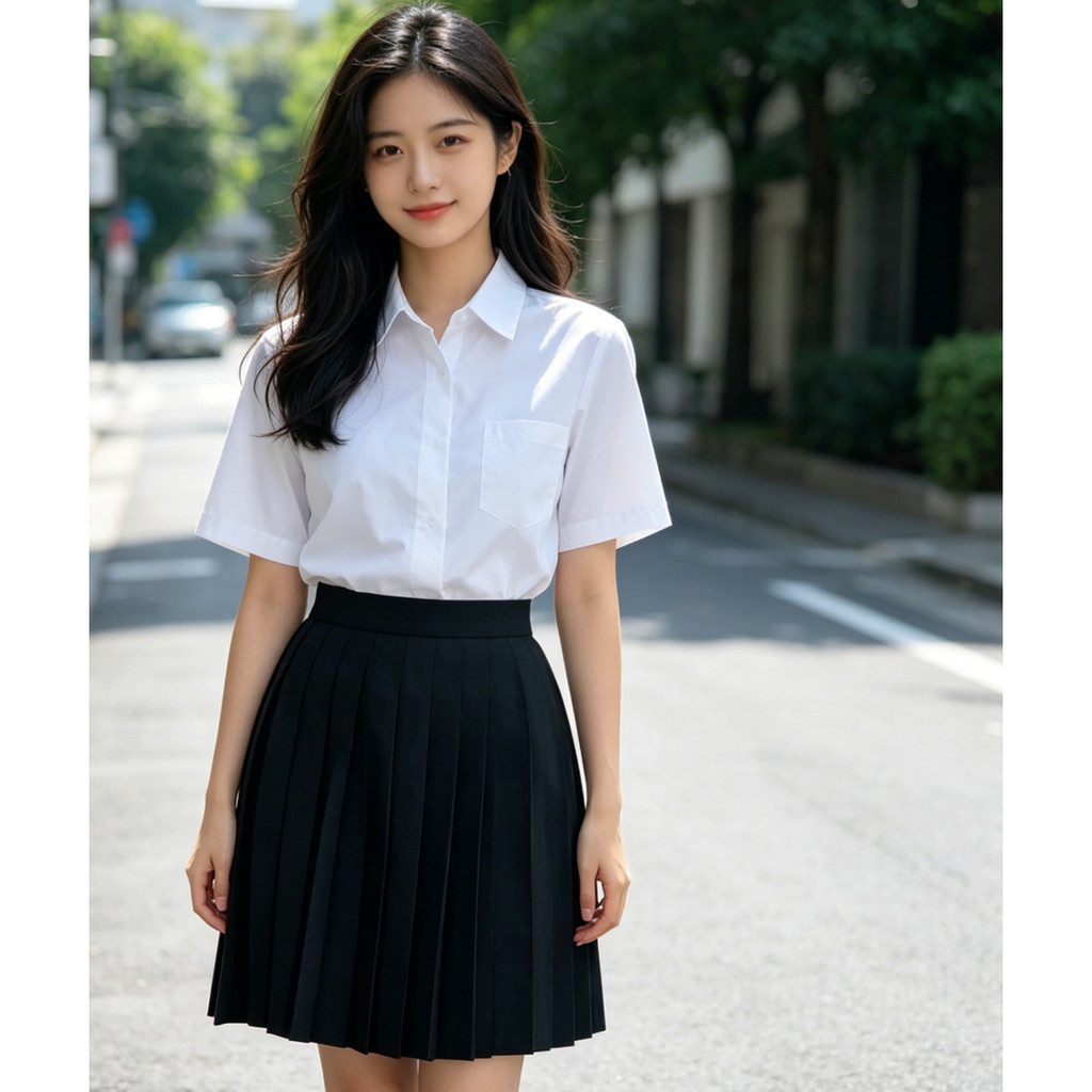 กระโปรงพลีทนักศึกษาสีดำ เกรดพรีเมียม จีบถาวร รูปที่ 4
