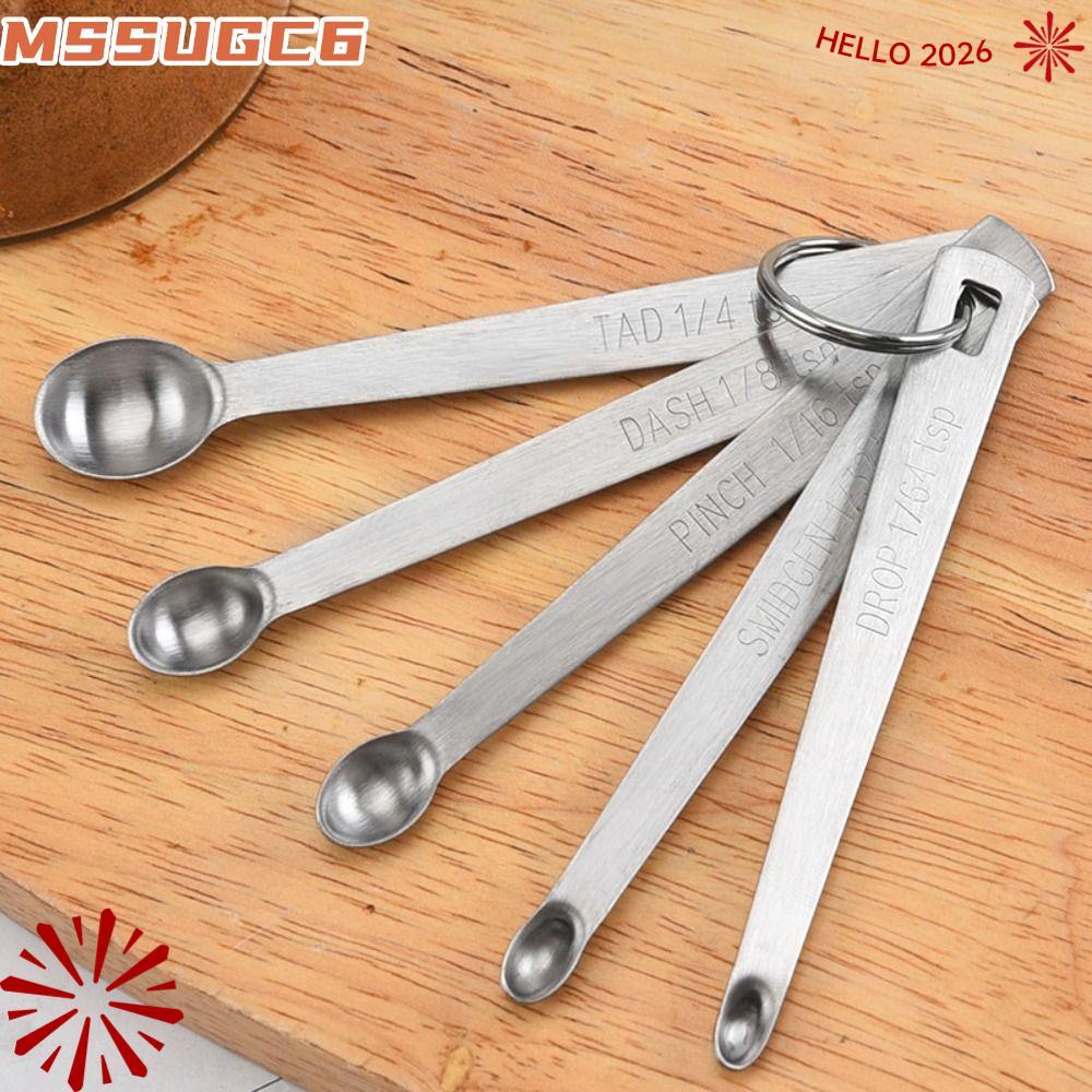 IMSSUG 5 ชิ้นชุดช้อนตวงชุด, Rust-Resistant Hangable Mini ช้อนกาแฟ,สแตนเลสแบบพกพาทนทานทําอาหารวัดช้อนชาส่วนผสมแห้ง