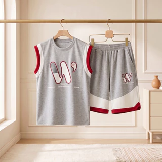 Modeng Baby เซ็ตแขนกุด ตัวเลือก6สี เสื้อแขนสั้น กางเกงขาสั้น เซท 2 ชิ้น ใส่เที่ยวเท่ห์ๆ ด้วยชุดเซท เนื้อผ้านุ่ม