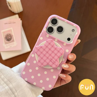 INS Polka Dot ลายสก๊อต Star ผู้ถือขาตั้งโทรศัพท์มือถือสําหรับ iPhone 17 16 15 14 Pro Max 13 Anti-Scratch TPU ปกหลังแม่เหล็กโทรศัพท์มือถือปลอก