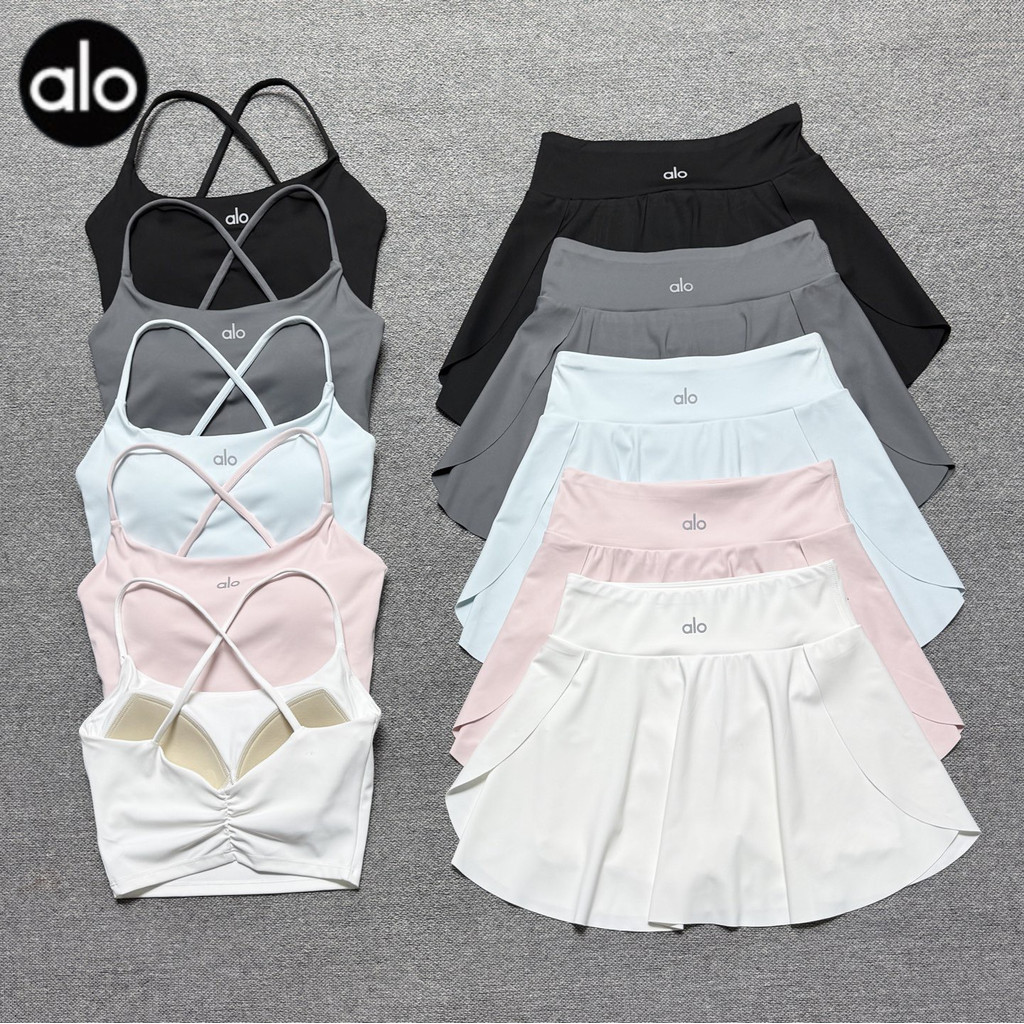 Pleated Skirt Yoga Tank Top Tennis Skirt Set Golf Skirt Set Running Fitness Two-Piece Set