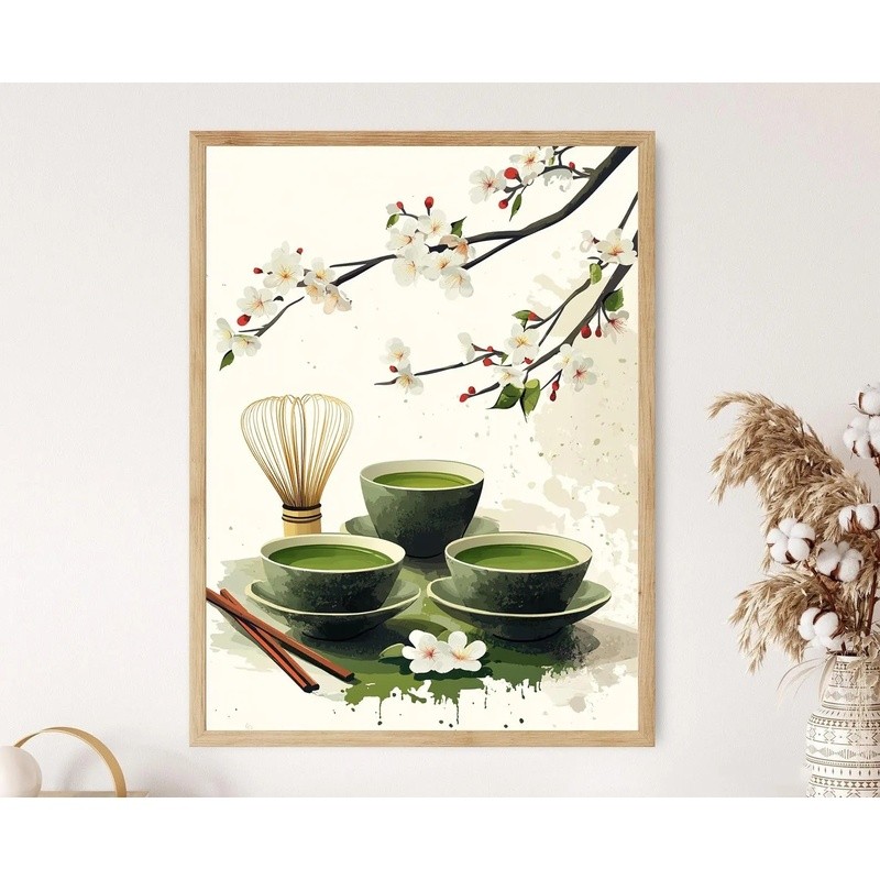 Matcha Tea Poster ญี่ปุ่น Kitchen Art ผ้าใบพิมพ์กาแฟบาร์ตกแต่งห้องครัวชาโปสเตอร์ Matcha lover ของขวัญ
