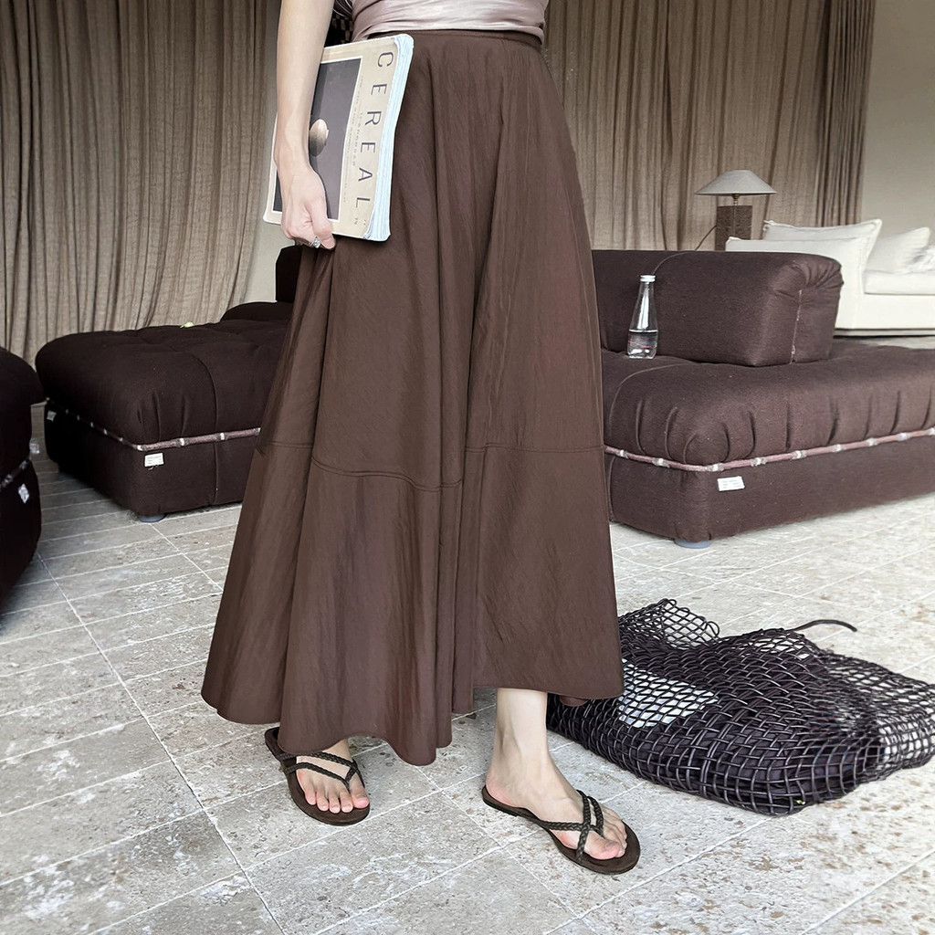 HOO Tencel Minimalist Design Pleated A-line Skirt BQA6105