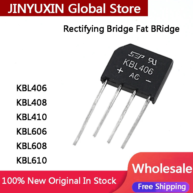 5PCS KBL406 KBL408 KBL410 KBL606 KBL608 KBL610 สะพานหดตัวสะพานแบนในสต็อกขายส่ง