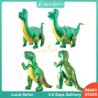 GeeParty บอลลูนฟอยล์ไดโนเสาร์ 3D ตั้งได้ สีเขียว ของตกแต่งงานวันเกิดเด็กผู้ชาย