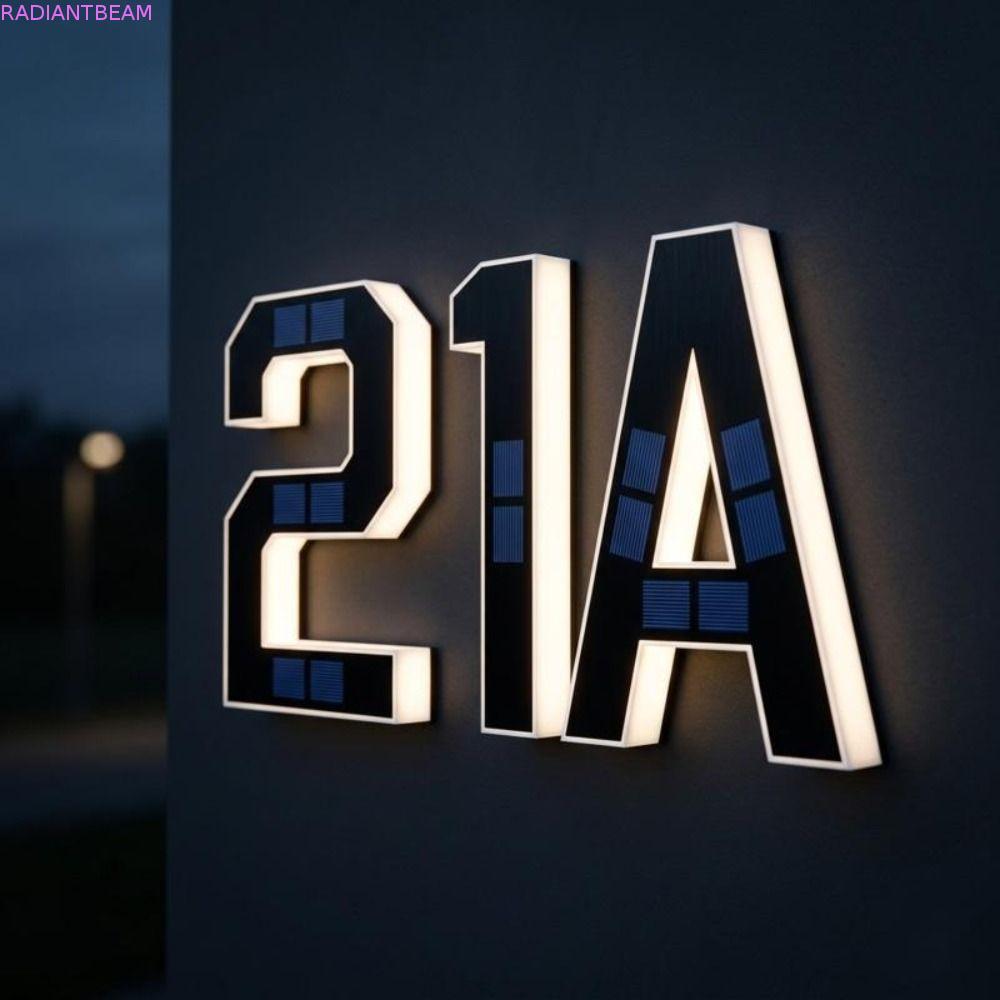 RADIANTBEAM ไฟตัวเลขบ้านพลังงานแสงอาทิตย์,กันน้ํา 6.7IN LED House Number Plaque,ป้ายที่อยู่ส่องสว่างภายนอกไม่มีสายไฟ LED Illuminated ป้ายแอดเดรส Yard