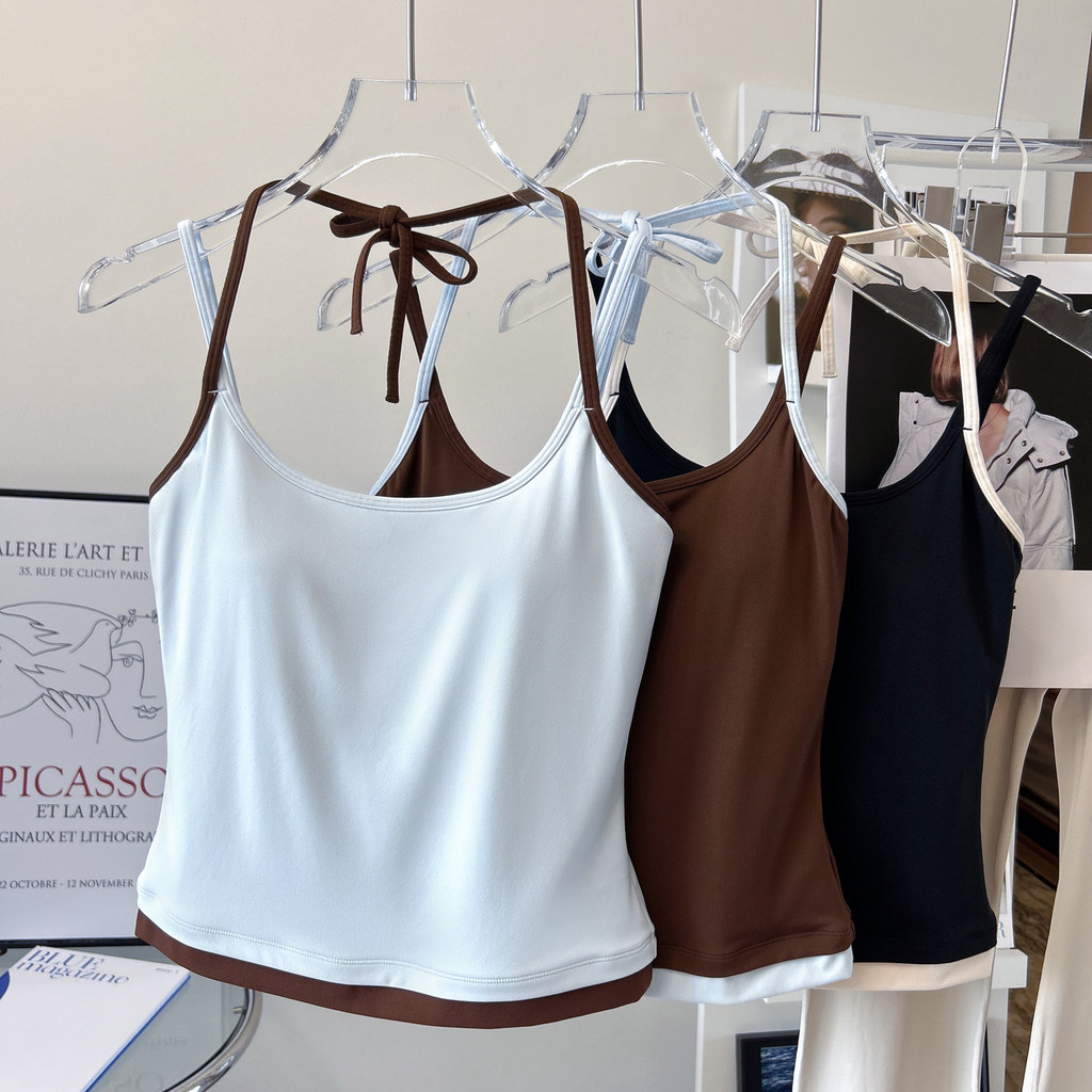 MAGIEYOGA(เบาะคงที่) สปอร์ตบรา Halter U-neck Skin Friendly Slimming Vest โยคะฟิตเนส
