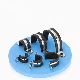 กิ๊บจับท่อตัวR แคลมป์รัดท่อ สแตนเลส 304 R-type Cable Fasteners แบบมียาง ขนาดเริ่มต้น 6mm - 200mm