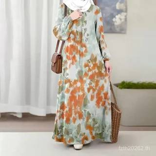 Elegant 2026 เสื้อผ้าสีเทา Draped Tailoring กระโปรงยาวนุ่มใช้หลวม Slim-fit เช่นผ้าพื้นหลัง Light พิมพ์ผล 3d ผ้าม่านแขนยาว Kaizhai เทศกาลมุสลิม