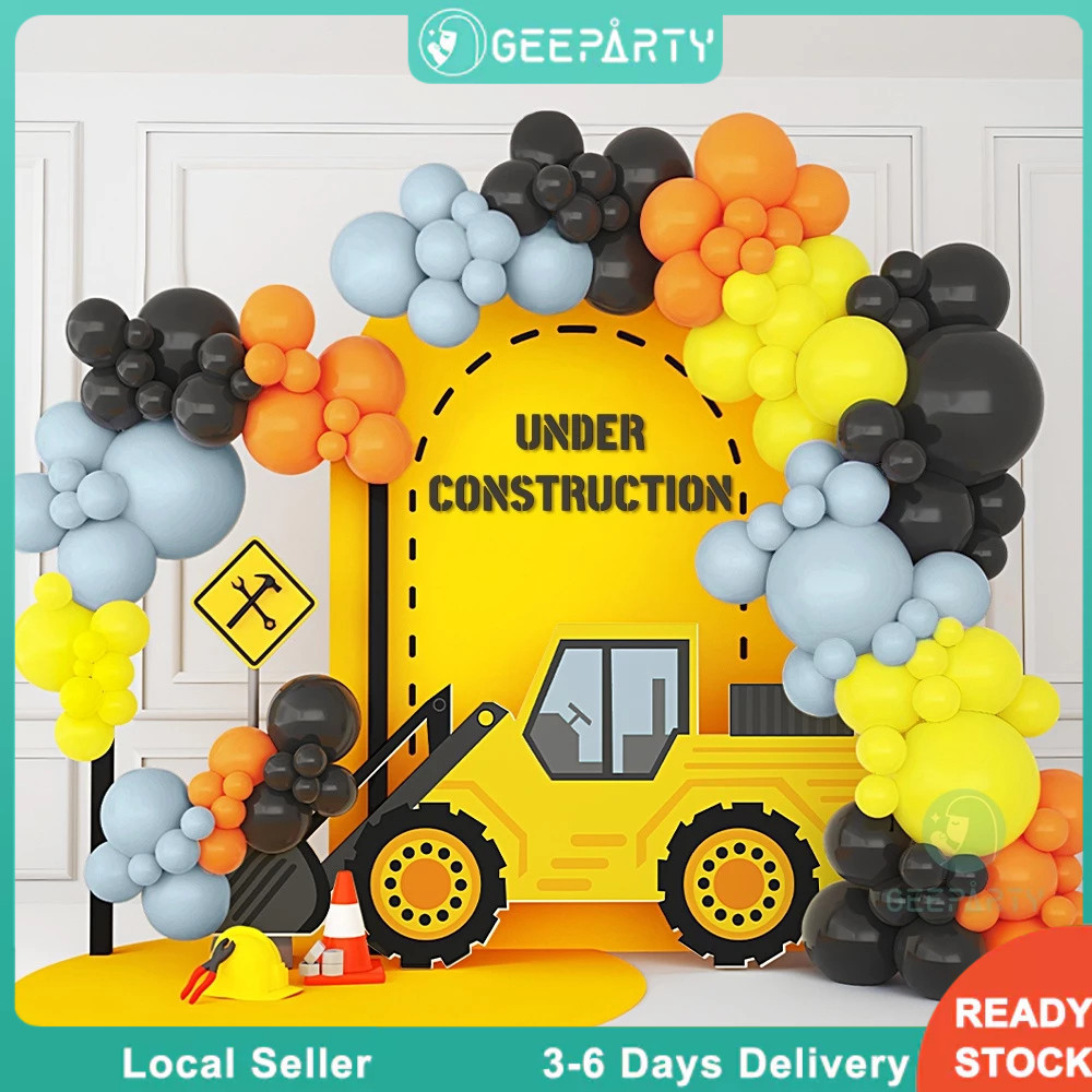 GeeParty ชุดลูกโป่ง 125 ชิ้น ธีมก่อสร้าง ซุ้มลูกโป่งลูกโป่งตกแต่ง งานวันเกิดเด็กชาย งานปาร์ตี้เด็ก