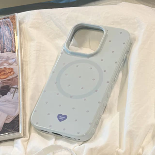 Magnetic Contrast Color Simple Polka Dot iphone เคสโทรศัพท์เหมาะสําหรับ iphone17/16/15/14/13/12 promax เคสป้องกัน