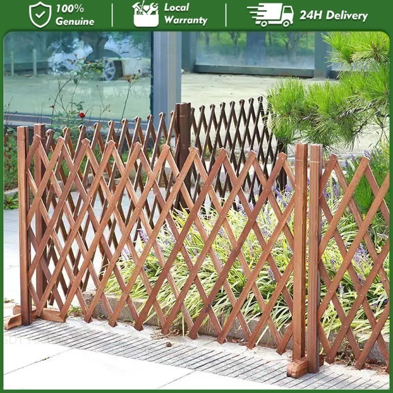 🍑🍑 Garden Wooden Fence Pagar Rumah Pet Safty Fence Indoor Partition Telescopic Fence Landscaping Fen