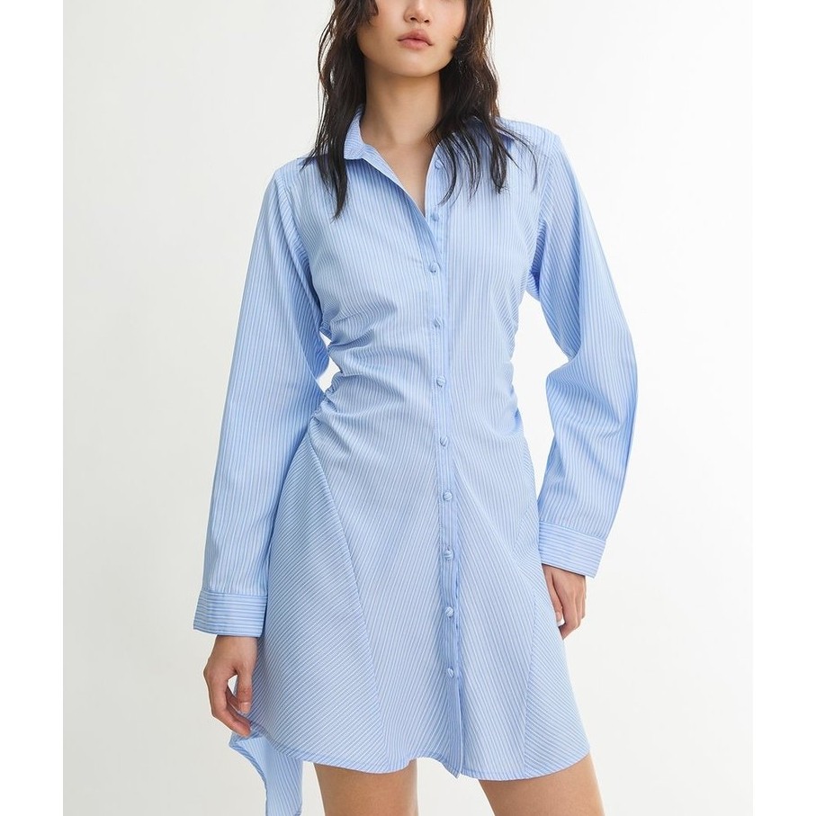 [Pomelo] เดรสสั้นทรงเสื้อเชิ้ตแบบจับจีบ / Ruched Shirt Mini Dress