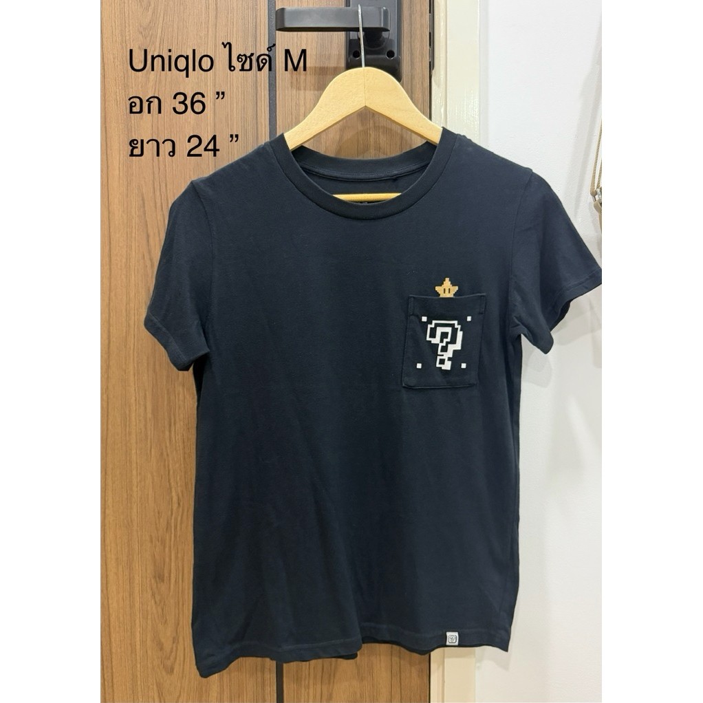 เสื้อยืดมือสอง Uniqlo UT supper Mario ไซด์ M สีดำ
