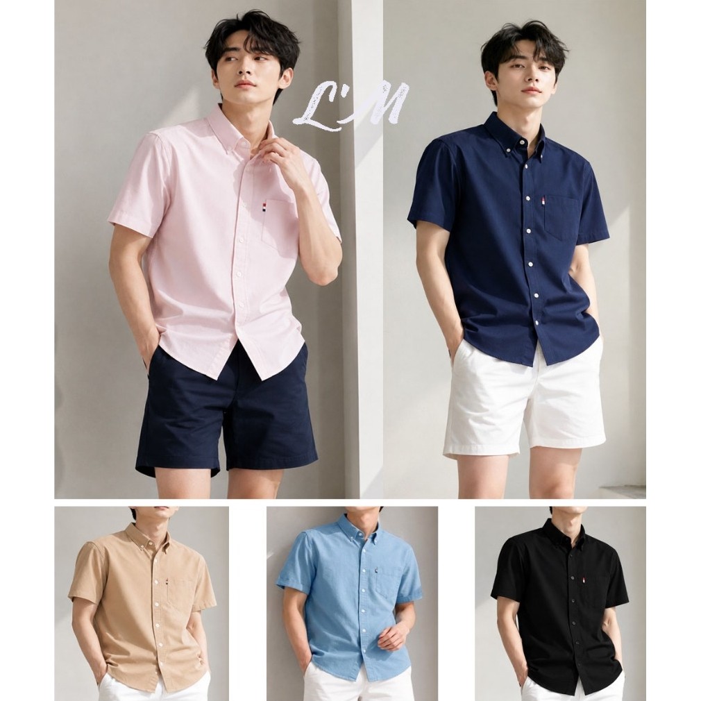 L'm men's style เสื้อเชิ้ต ริบบิ้นกระเป๋า ผ้าPREMIUM COTTON