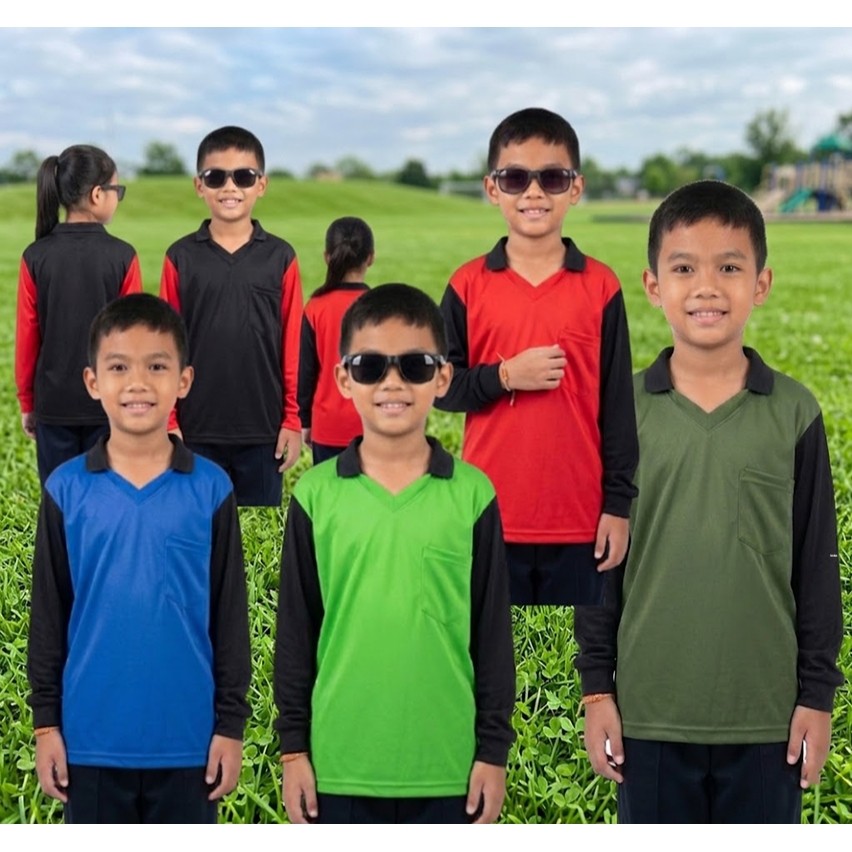 เสื้อปุ๋ยเด็กแขนยาว เสื้อยึดแขนยาวคอปก ใส่ทำกิจกรรม ทำคอนเท้นท์ ไม่ซ้ำใคร กันร้อนกันแดด
